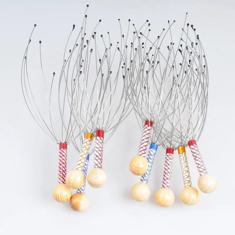 Stainless Steel Octopus Head Massager, Head Relaxer, Brain Massage Claw, Relieves Fatigue, Soul Extractor